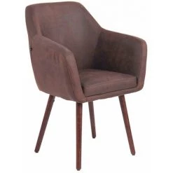 DéCOSHOP26 Chaise De Salle à Manger Fauteuil Lounge Rembourrée Style Vintage Similicuir Marron Foncé Et Bois Foncé - Marron