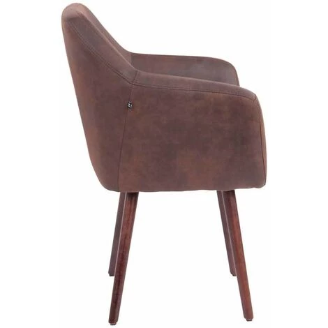 DéCOSHOP26 Chaise De Salle à Manger Fauteuil Lounge Rembourrée Style Vintage Similicuir Marron Foncé Et Bois Foncé - Marron 4 DéCOSHOP26 Chaise De Salle à Manger Fauteuil Lounge Rembourrée Style Vintage Similicuir Marron Foncé Et Bois Foncé - Marron – Image 2