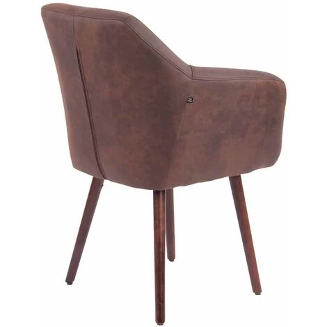 DéCOSHOP26 Chaise De Salle à Manger Fauteuil Lounge Rembourrée Style Vintage Similicuir Marron Foncé Et Bois Foncé - Marron 5 DéCOSHOP26 Chaise De Salle à Manger Fauteuil Lounge Rembourrée Style Vintage Similicuir Marron Foncé Et Bois Foncé - Marron – Image 3