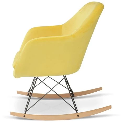 IDMARKET Fauteuil à Bascule BORA Velours Jaune 6 IDMARKET Fauteuil à Bascule BORA Velours Jaune â Image 4