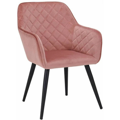 DéCOSHOP26 Fauteuil Lounge / Chaise De Salle à Manger En Tissu Velours Rose Pieds Métal - Rose 3 DéCOSHOP26 Fauteuil Lounge / Chaise De Salle à Manger En Tissu Velours Rose Pieds Métal - Rose