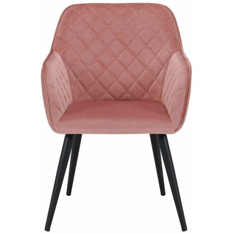 DéCOSHOP26 Fauteuil Lounge / Chaise De Salle à Manger En Tissu Velours Rose Pieds Métal - Rose 4 DéCOSHOP26 Fauteuil Lounge / Chaise De Salle à Manger En Tissu Velours Rose Pieds Métal - Rose – Image 2