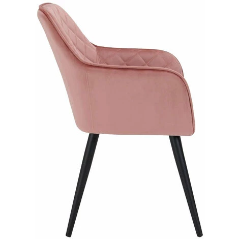 DéCOSHOP26 Fauteuil Lounge / Chaise De Salle à Manger En Tissu Velours Rose Pieds Métal - Rose 5 DéCOSHOP26 Fauteuil Lounge / Chaise De Salle à Manger En Tissu Velours Rose Pieds Métal - Rose – Image 3