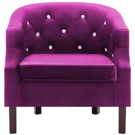 Fauteuil Velours Violet VidaXL 4 Fauteuil Velours Violet VidaXL – Image 2