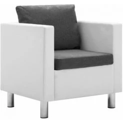 Fauteuil Similicuir Blanc Et Gris Clair VidaXL - Blanc