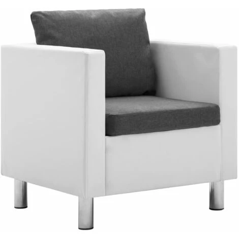 Fauteuil Similicuir Blanc Et Gris Clair VidaXL - Blanc 3 Fauteuil Similicuir Blanc Et Gris Clair VidaXL - Blanc