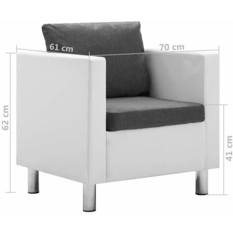 Fauteuil Similicuir Blanc Et Gris Clair VidaXL - Blanc 5 Fauteuil Similicuir Blanc Et Gris Clair VidaXL - Blanc – Image 3
