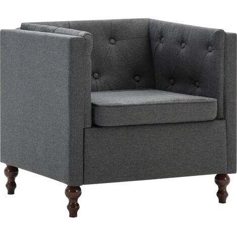 VidaXL Fauteuil Tissu Gris Foncé - Gris 4 VidaXL Fauteuil Tissu Gris Foncé - Gris – Image 2