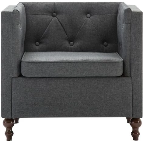 VidaXL Fauteuil Tissu Gris Foncé - Gris 5 VidaXL Fauteuil Tissu Gris Foncé - Gris – Image 3