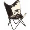 Chaise Papillon Noir Et Blanc Cuir Véritable De Chèvre VidaXL 2 Chaise Papillon Noir Et Blanc Cuir Véritable De Chèvre VidaXL -Pas Cher Fauteuil Magasin 11311007 1