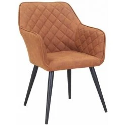 DéCOSHOP26 Fauteuil Lounge / Chaise De Salle à Manger En Tissu Aspect Cuir Marron Orangé Pieds Métal - Marron