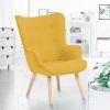 IDMARKET Fauteuil Scandinave IVAR En Tissu Jaune - Jaune -Pas Cher Fauteuil Magasin 11441597 1