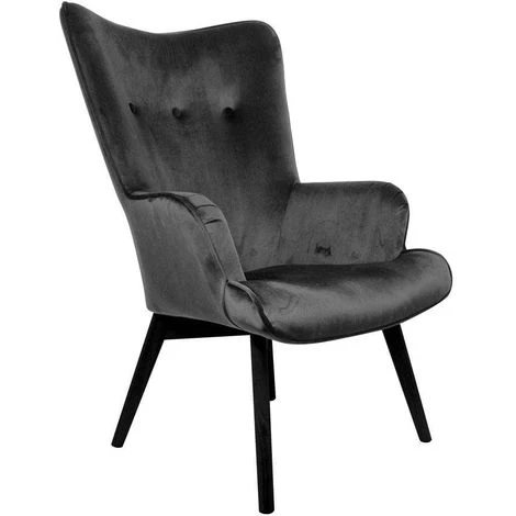 THE HOME DECO FACTORY Fauteuil En Velours Helsinki Noir - Noir 3 THE HOME DECO FACTORY Fauteuil En Velours Helsinki Noir - Noir