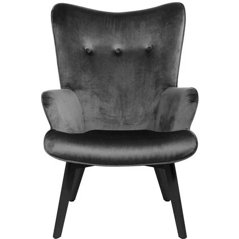 THE HOME DECO FACTORY Fauteuil En Velours Helsinki Noir - Noir 4 THE HOME DECO FACTORY Fauteuil En Velours Helsinki Noir - Noir – Image 2