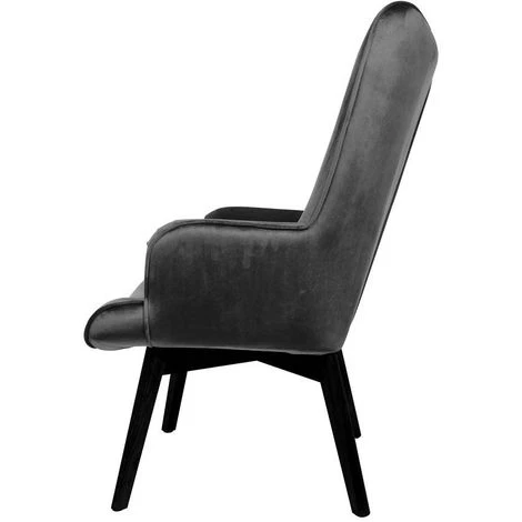 THE HOME DECO FACTORY Fauteuil En Velours Helsinki Noir - Noir 5 THE HOME DECO FACTORY Fauteuil En Velours Helsinki Noir - Noir – Image 3
