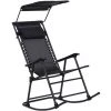 Outsunny Fauteuil à Bascule Rocking Chair Pliable De Jardin Dim. 105L X 64l X 125H Cm Tétière + Pare-soleil Inclus Acier époxy Textilène Noir - Noir