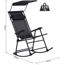 Outsunny Fauteuil à Bascule Rocking Chair Pliable De Jardin Dim. 105L X 64l X 125H Cm Tétière + Pare-soleil Inclus Acier époxy Textilène Noir - Noir 9 Outsunny Fauteuil à Bascule Rocking Chair Pliable De Jardin Dim. 105L X 64l X 125H Cm Tétière + Pare-soleil Inclus Acier époxy Textilène Noir - Noir -Pas Cher Fauteuil Magasin 11741069 3