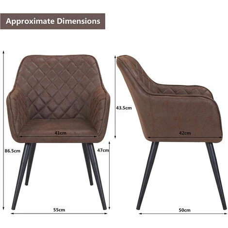 DéCOSHOP26 Fauteuil Lounge / Chaise De Salle à Manger En Tissu Aspect Cuir Marron Foncé Pieds Métal - Marron 4 DéCOSHOP26 Fauteuil Lounge / Chaise De Salle à Manger En Tissu Aspect Cuir Marron Foncé Pieds Métal - Marron – Image 2