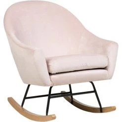BELIANI Fauteuil à Bascule En Velours Rose - Rose