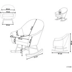BELIANI Fauteuil à Bascule En Velours Rose - Rose 8 BELIANI Fauteuil à Bascule En Velours Rose - Rose -Pas Cher Fauteuil Magasin 12198862 3