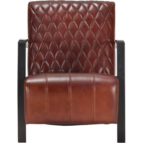 Fauteuil Cuir Véritable Marron VidaXL 4 Fauteuil Cuir Véritable Marron VidaXL – Image 2