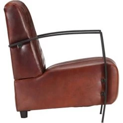 Fauteuil Cuir Véritable Marron VidaXL 9 Fauteuil Cuir Véritable Marron VidaXL -Pas Cher Fauteuil Magasin 12205937 3