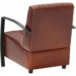 Fauteuil Cuir Véritable Marron VidaXL 10 Fauteuil Cuir Véritable Marron VidaXL -Pas Cher Fauteuil Magasin 12205937 4