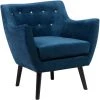 BELIANI Fauteuil En Velours Bleu Marine - Bleu