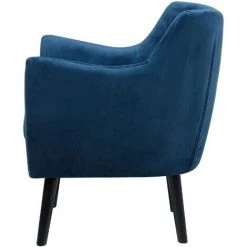 BELIANI Fauteuil En Velours Bleu Marine - Bleu -Pas Cher Fauteuil Magasin 12207813 5