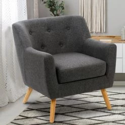 IDMARKET Fauteuil Scandinave LIV En Tissu Gris Anthracite - Gris
