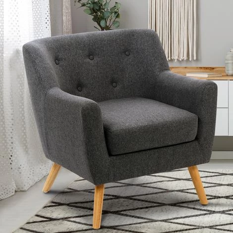 IDMARKET Fauteuil Scandinave LIV En Tissu Gris Anthracite - Gris 3 IDMARKET Fauteuil Scandinave LIV En Tissu Gris Anthracite - Gris