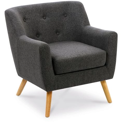 IDMARKET Fauteuil Scandinave LIV En Tissu Gris Anthracite - Gris 4 IDMARKET Fauteuil Scandinave LIV En Tissu Gris Anthracite - Gris – Image 2