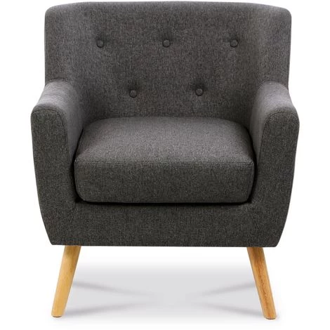 IDMARKET Fauteuil Scandinave LIV En Tissu Gris Anthracite - Gris 5 IDMARKET Fauteuil Scandinave LIV En Tissu Gris Anthracite - Gris – Image 3