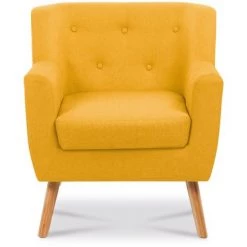 IDMARKET Fauteuil Scandinave LIV En Tissu Jaune Moutarde - Jaune -Pas Cher Fauteuil Magasin 12272996 3