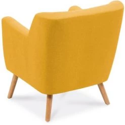 IDMARKET Fauteuil Scandinave LIV En Tissu Jaune Moutarde - Jaune -Pas Cher Fauteuil Magasin 12272996 5