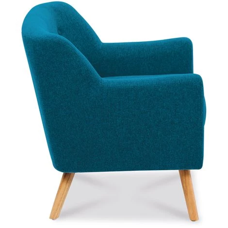 IDMARKET Fauteuil Scandinave LIV En Tissu Bleu Canard - Bleu 6 IDMARKET Fauteuil Scandinave LIV En Tissu Bleu Canard - Bleu – Image 4