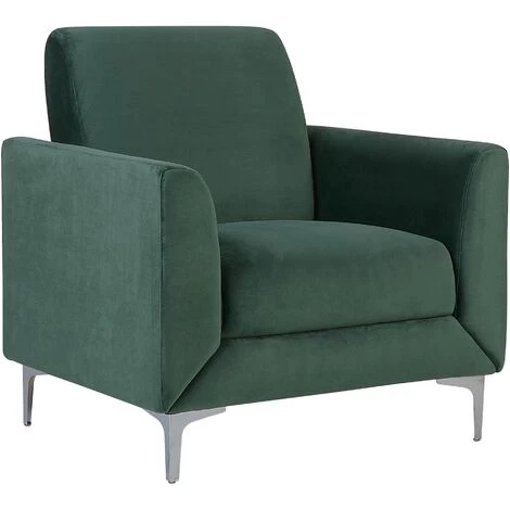 BELIANI Fauteuil En Velours Vert - Vert 3 BELIANI Fauteuil En Velours Vert - Vert