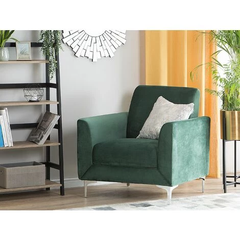BELIANI Fauteuil En Velours Vert - Vert 4 BELIANI Fauteuil En Velours Vert - Vert – Image 2