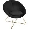 Fauteuil Noir En Velours - L. 76 X L. 67 X H. 69 Cm -PEGANE-