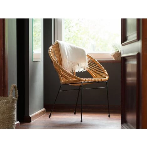 BELIANI Chaise En Rotin Clair - Beige 4 BELIANI Chaise En Rotin Clair - Beige – Image 2