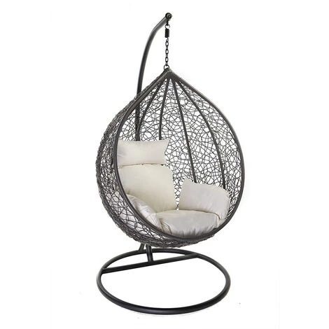 MILIBOO Fauteuil Suspendu Oeuf Résine Façon Rotin MOJO - Gris - Gris 4 MILIBOO Fauteuil Suspendu Oeuf Résine Façon Rotin MOJO - Gris - Gris – Image 2