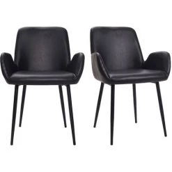 MILIBOO Fauteuils Vintage Avec Pieds Métal (lot De 2) TIKA - Noir - Noir