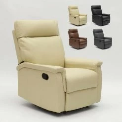 LE ROI DU RELAX Fauteuil Relax Inclinable Avec Repose-pieds En Similcuir Design Aurora | Couleur: Beige
