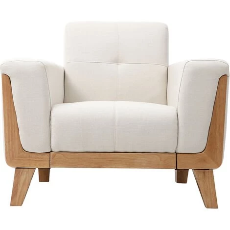 MILIBOO Fauteuil Scandinave Blanc Cassé Pieds Bois FJORD - Bois Clair / Blanc 3 MILIBOO Fauteuil Scandinave Blanc Cassé Pieds Bois FJORD - Bois Clair / Blanc