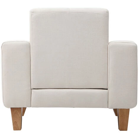 MILIBOO Fauteuil Scandinave Blanc Cassé Pieds Bois FJORD - Bois Clair / Blanc 5 MILIBOO Fauteuil Scandinave Blanc Cassé Pieds Bois FJORD - Bois Clair / Blanc – Image 3