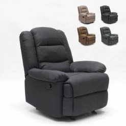 LE ROI DU RELAX Fauteuil à Bascule Inclinable Avec Repose-pieds En Tissu Relax Sofia | Couleur: Noir