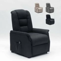 LE ROI DU RELAX Fauteuil Électrique Équipé De Roues Arrière Et D'un Système De Levage Emma | Couleur: Noir
