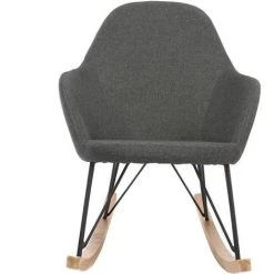 MILIBOO Rocking Chair Tissu Pieds Métal JHENE - Gris Anthracite - Gris Anthracite