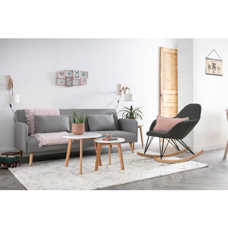 MILIBOO Rocking Chair Tissu Pieds Métal JHENE - Gris Anthracite - Gris Anthracite 7 MILIBOO Rocking Chair Tissu Pieds Métal JHENE - Gris Anthracite - Gris Anthracite – Image 5