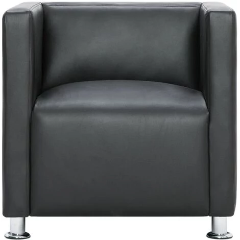 Fauteuil Cube Similicuir Gris VidaXL 5 Fauteuil Cube Similicuir Gris VidaXL – Image 3